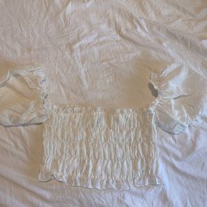 White cropped off the shoulder t-shirt